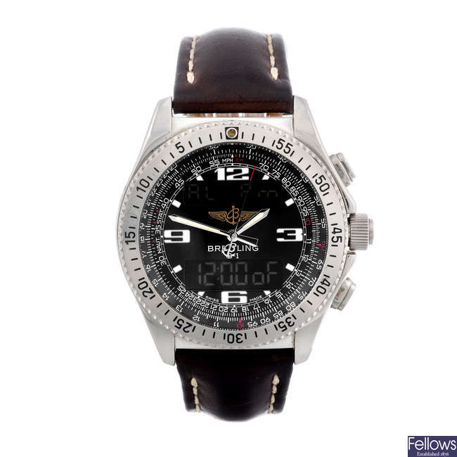 BREITLING - a gentleman's stainless steel B-1 wrist watch.
