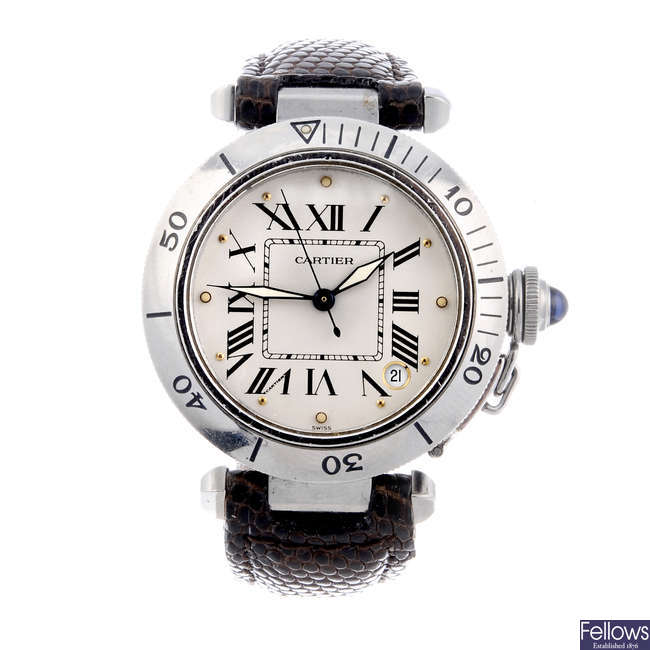 CARTIER - a stainless steel Pasha De Cartier wrist watch.