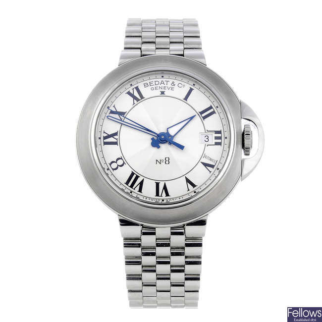 BEDAT & CO. - a gentleman's stainless steel No. 8 bracelet watch.