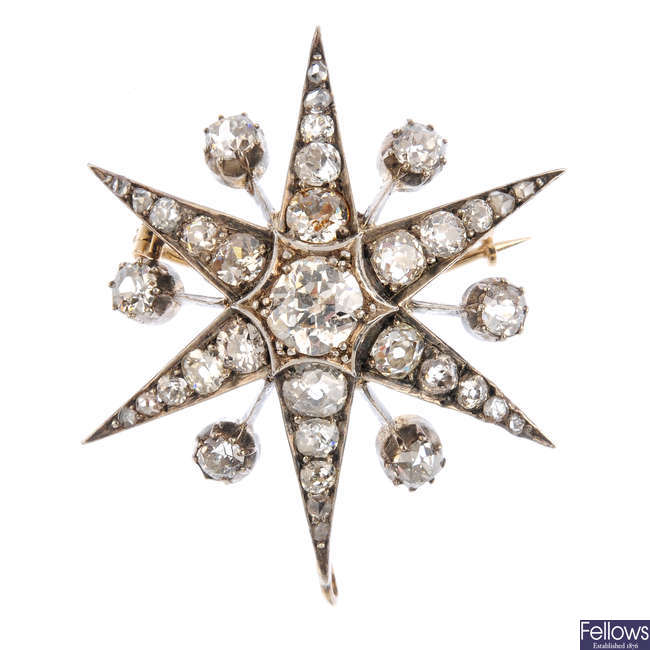 A late Victorian diamond star brooch.