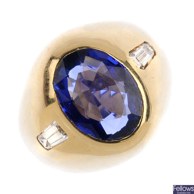 CARTIER - a Sri Lanka sapphire and diamond ring.