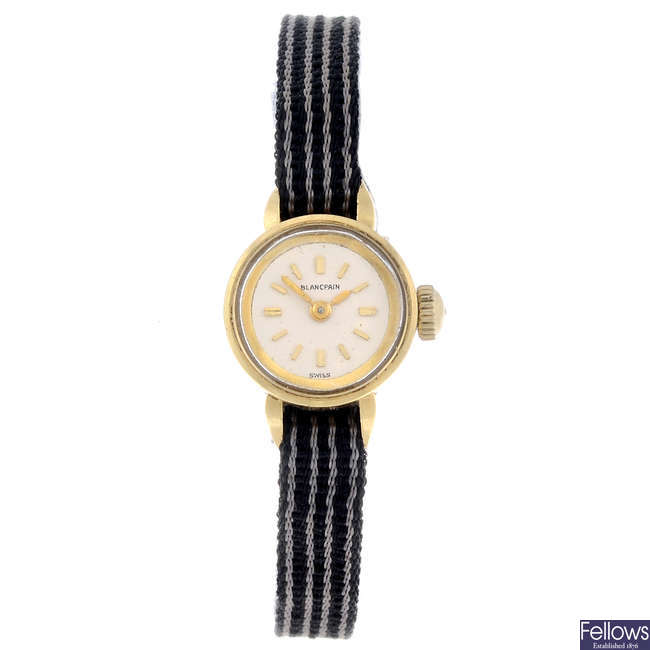 BLANCPAIN - a lady's yellow metal wrist watch.