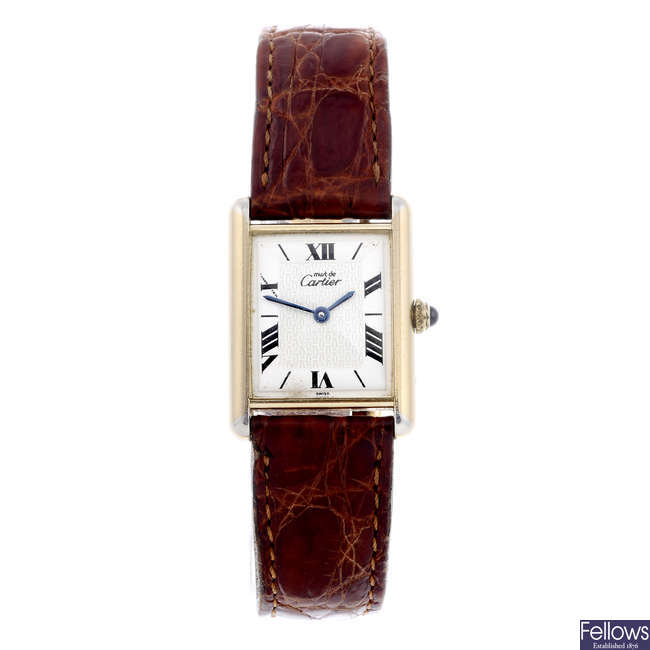CARTIER - a gold plated silver Must de Cartier wrist watch. 