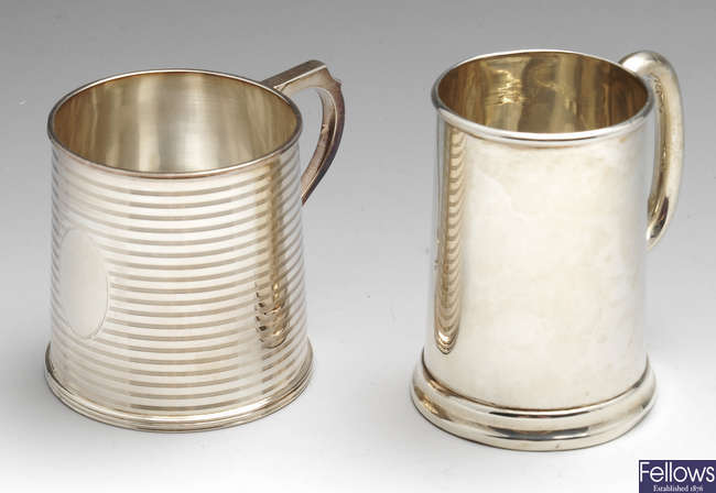 Two early twentieth century silver christening mugs.