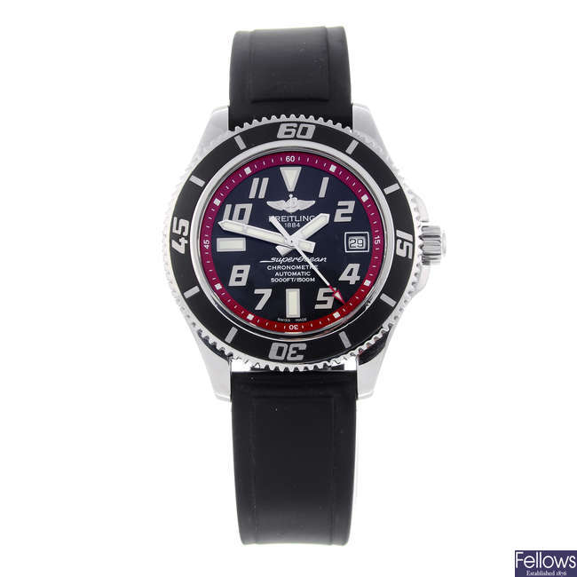 BREITLING - a gentleman's stainless steel SuperOcean 42 wrist watch.