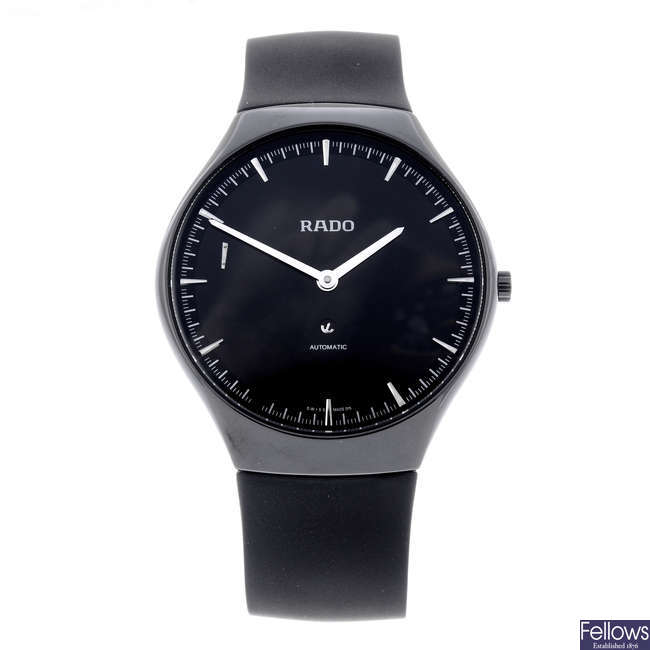RADO - a gentleman's ceramic True Thinline wrist watch.
