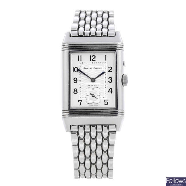 JAEGER-LECOULTRE - a gentleman's stainless steel Reverso bracelet watch.