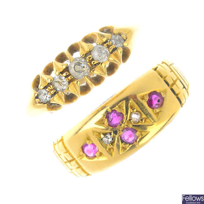 Two early 20th century gem-set rings.