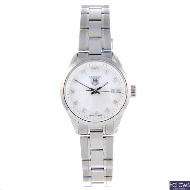 TAG HEUER - a lady's stainless steel Carrera bracelet watch.