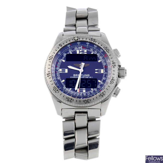 BREITLING - a gentleman's stainless steel Professional B-1 SuperQuartz chronograph bracelet watch.