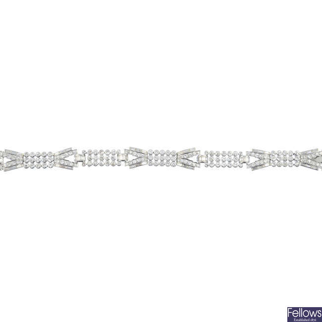 A mid 20th century platinum diamond bracelet.