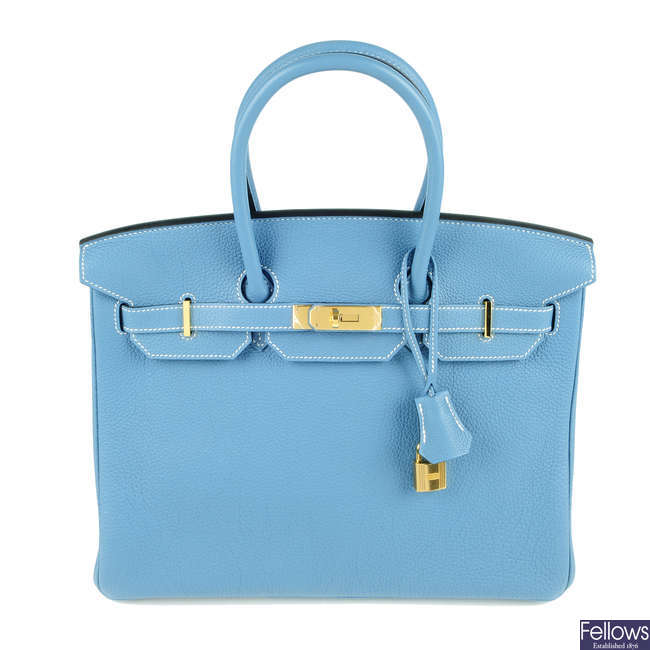 HERMÈS - a Blue Jean Birkin 35 handbag.