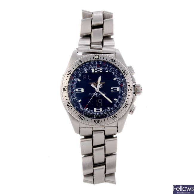 BREITLING - a gentleman's stainless steel Professional B-1 chronograph bracelet watch.