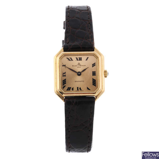 BAUME & MERCIER - a lady's 18ct yellow gold Baumatic wrist watch.