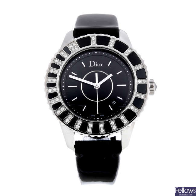 DIOR - a lady's stainless steel Christal wrist watch.
