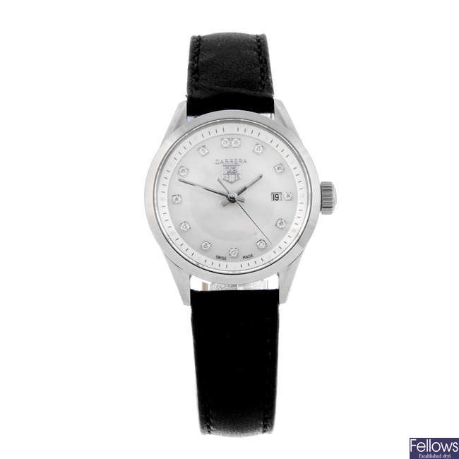 TAG HEUER - a lady's stainless steel Carrera wrist watch.