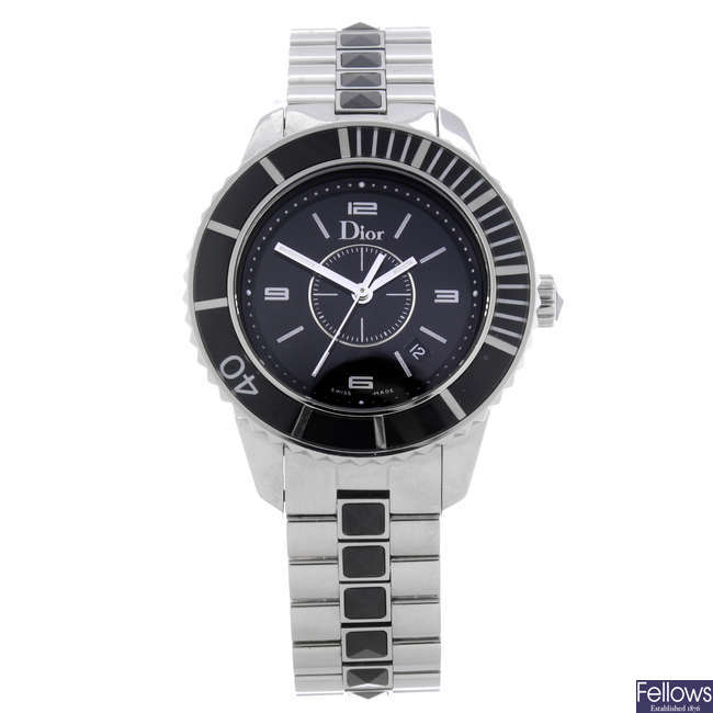DIOR - a lady's stainless steel Christal bracelet watch.