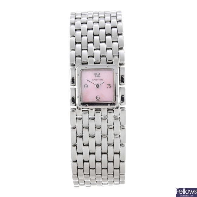 CARTIER - a stainless steel Panthere Ruban bracelet watch.