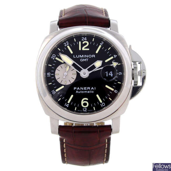PANERAI - a gentleman's stainless steel Luminor GMT wrist watch