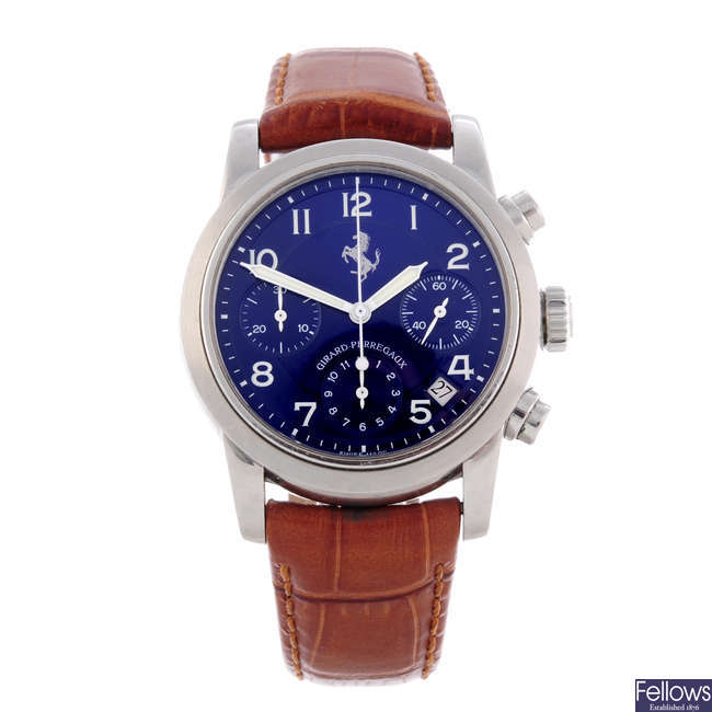 GIRARD-PERREGAUX - a gentleman's stainless steel Ferrari chronograph wrist watch.