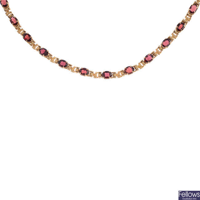 A garnet necklace.