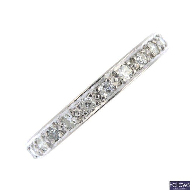 An early 20th century 18ct gold diamond full eternity ring.
