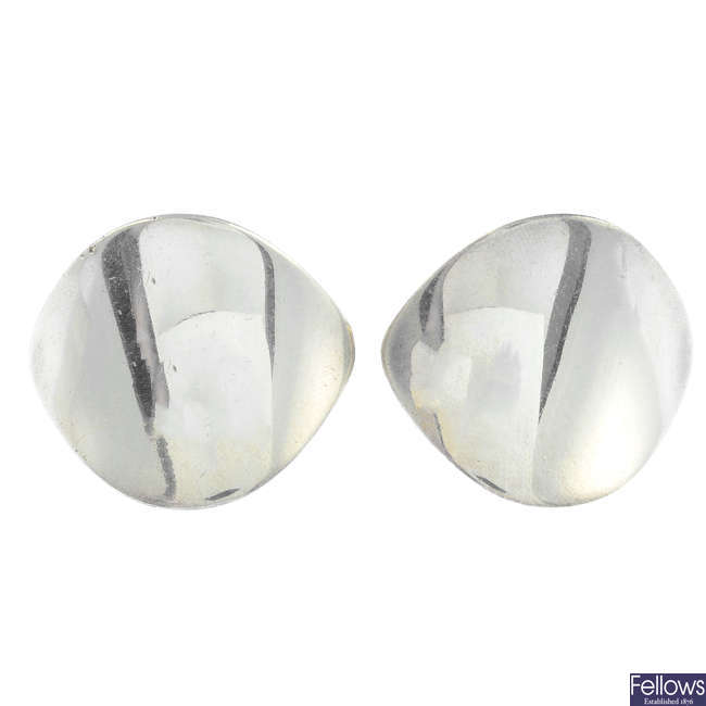GEORG JENSEN - a pair of 1960s silver earrings, no. 131.