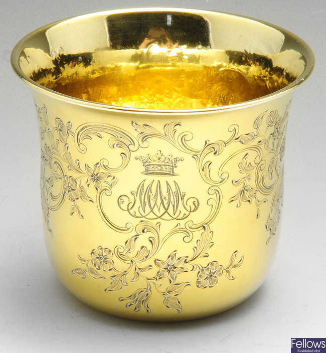 A William IV silver-gilt beaker or cup by Paul Storr.
