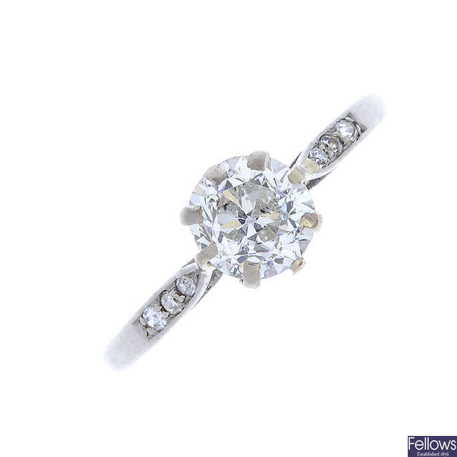 A mid 20th century diamond single-stone ring.