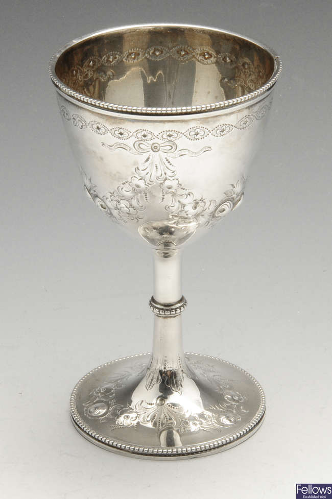 A mid-Victorian silver goblet.