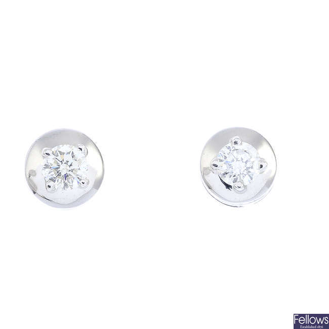 A pair of 18ct gold brilliant-cut diamond earrings.
