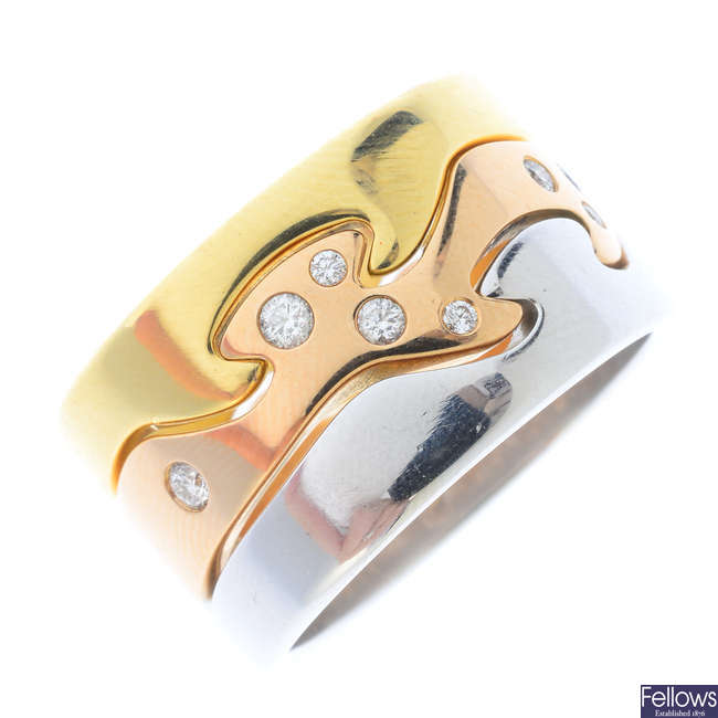 GEORG JENSEN - an 18ct gold diamond 'Fusion' ring.