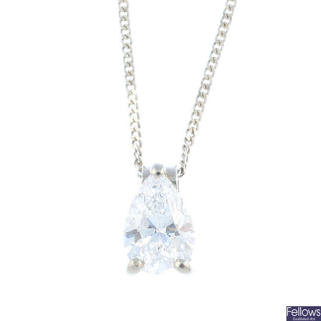 A diamond single-stone pendant, with chain.