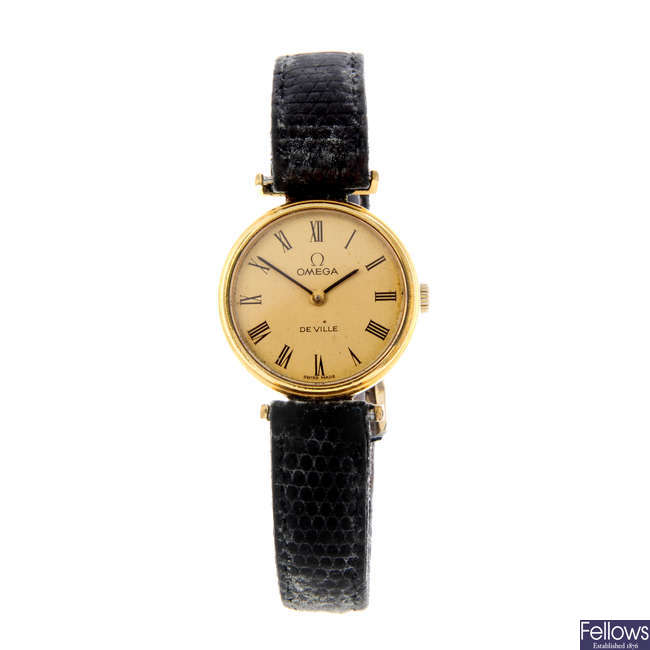 OMEGA - a lady's gold plated De Ville wrist watch.