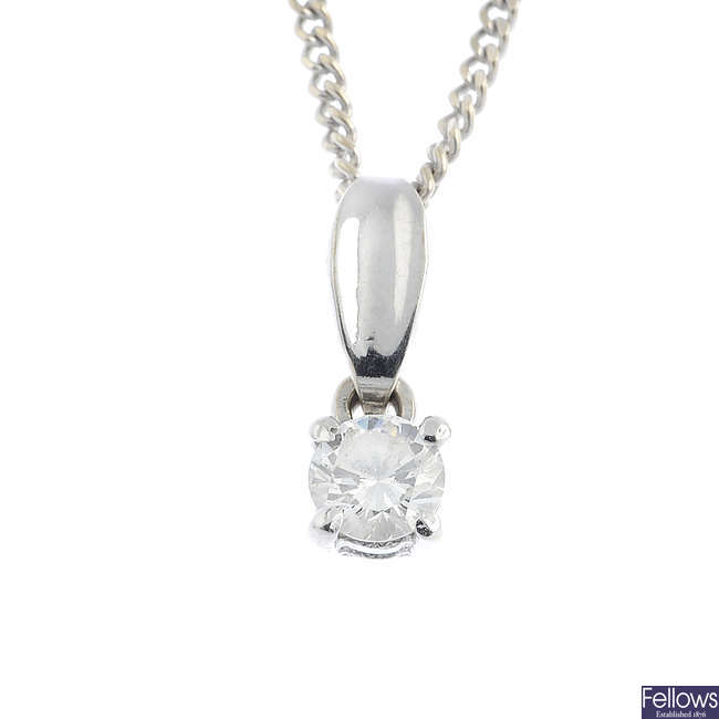 An 18ct gold diamond single-stone pendant, with a an 18ct gold chain.