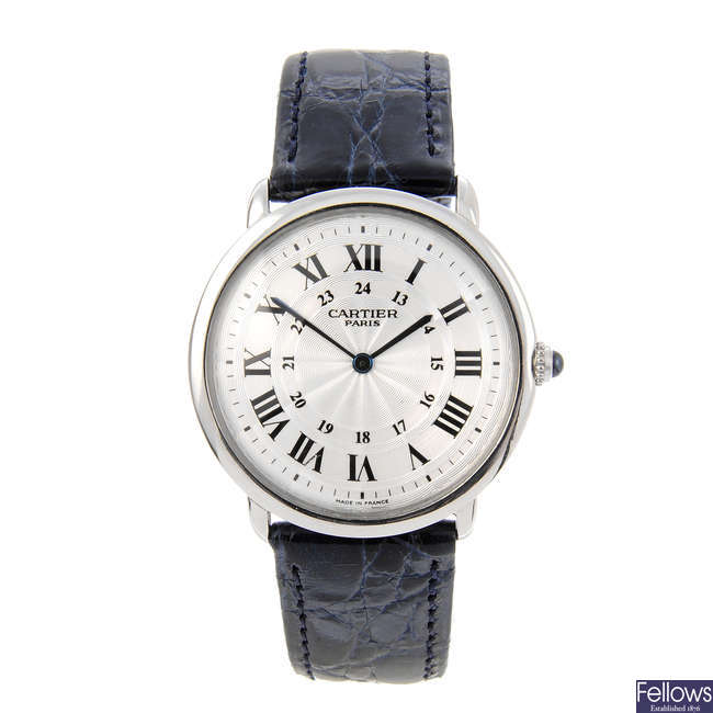 CARTIER - a platinum Ronde Solo wrist watch.