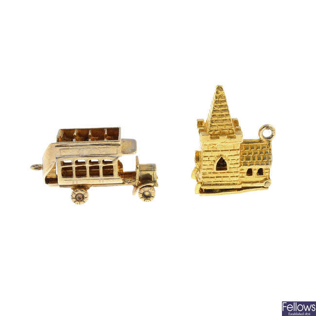 Two 9ct gold charms.