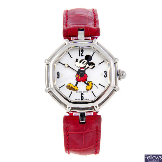 GERALD GENTA - a stainless steel Mickey Mouse wrist watch.