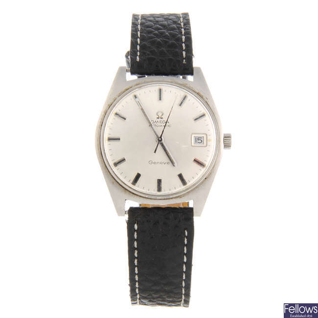 OMEGA - a gentleman's stainless steel Genève wrist watch.