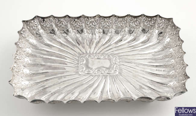 A late Victorian silver fluted silver dish.