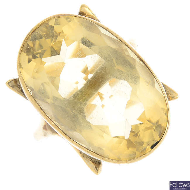 A 1970s 9ct gold citrine ring.