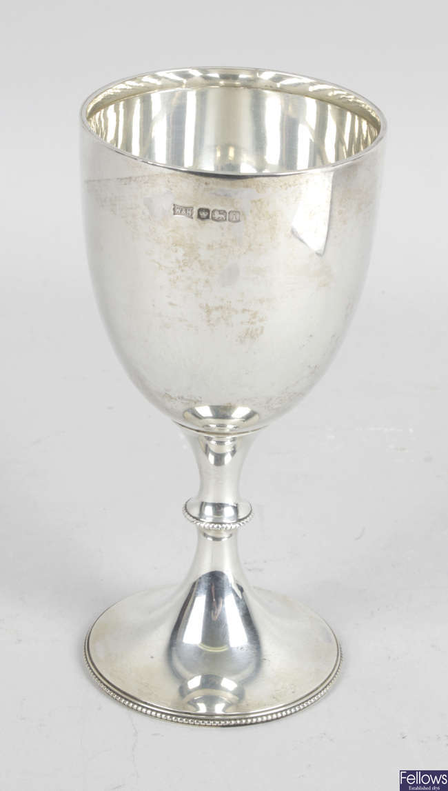 A 1920's plain silver goblet.