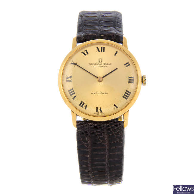 UNIVERSAL GENEVE - a gentleman's yellow metal Golden Shadow wrist watch.