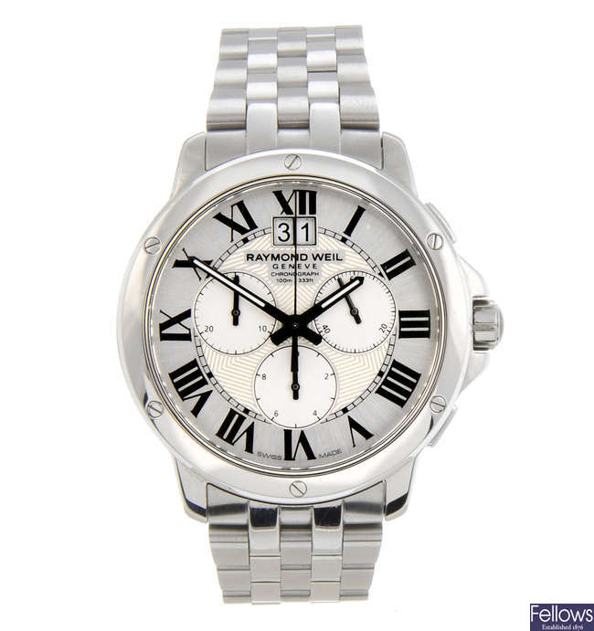 RAYMOND WEIL - a gentleman's stainless steel Tango chronograph bracelet watch.