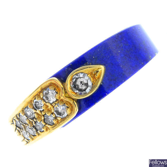 A lapis lazuli and diamond dress ring.