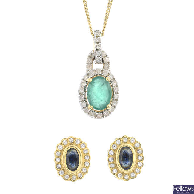 A selection of 18ct gold diamond and gem-set jewellery.