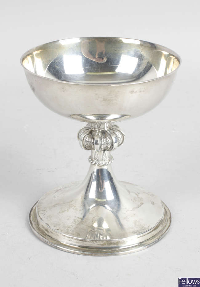 A Lincoln Cathedral commemorative silver miniature chalice.