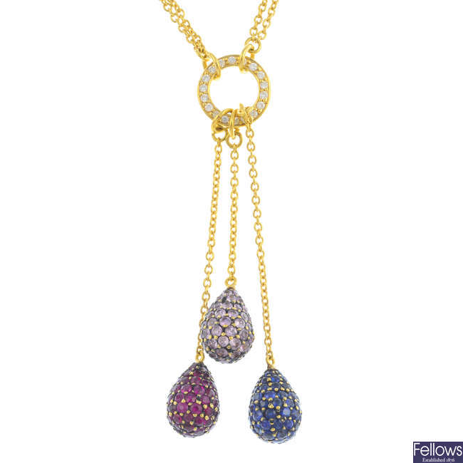 A diamond and gem-set necklace.