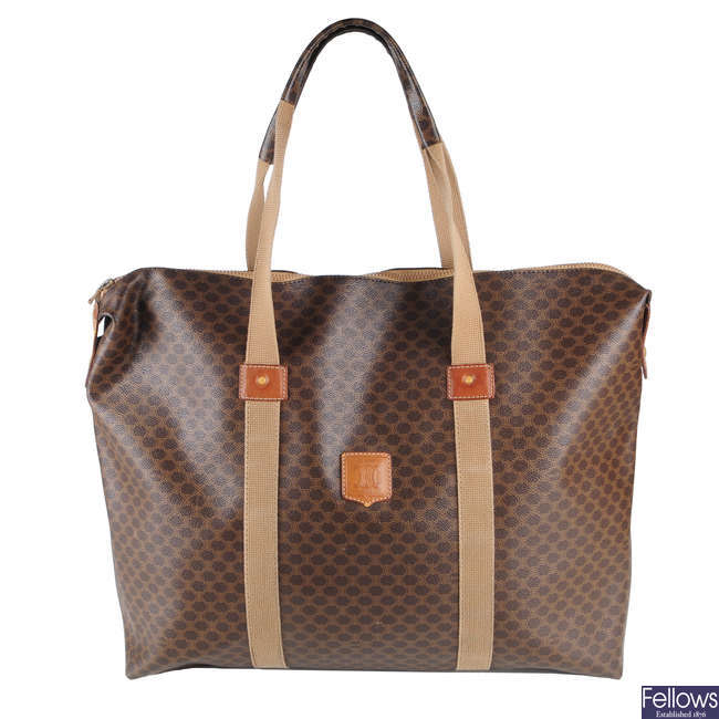 CÉLINE - a large Macadam coated canvas handbag.