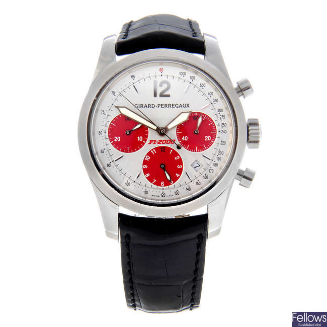 GIRARD-PERREGAUX - a gentleman's stainless steel Ferrari 2000 F1 World Champion chronograph wrist watch.
